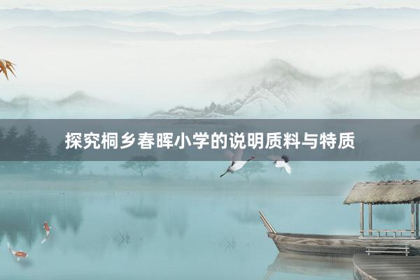 探究桐乡春晖小学的说明质料与特质