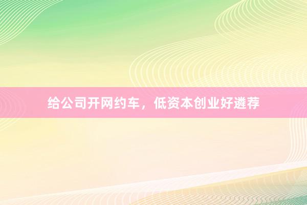 给公司开网约车，低资本创业好遴荐